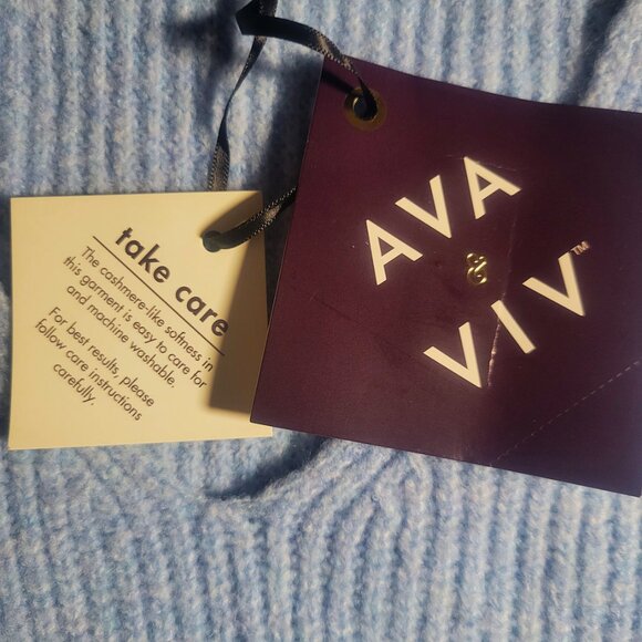 NWT Ava & Viv Women's Light Blue V-Neck Pullover Long Sleeve Sweater - Size 2X - Picture 10 of 12